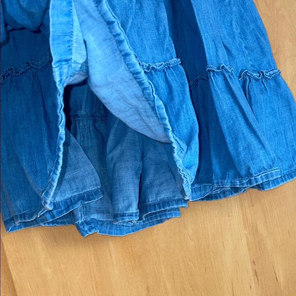 Mini Boden Tiered Denim Skirt with Contrast Drawstring Girls 11/12y As Is